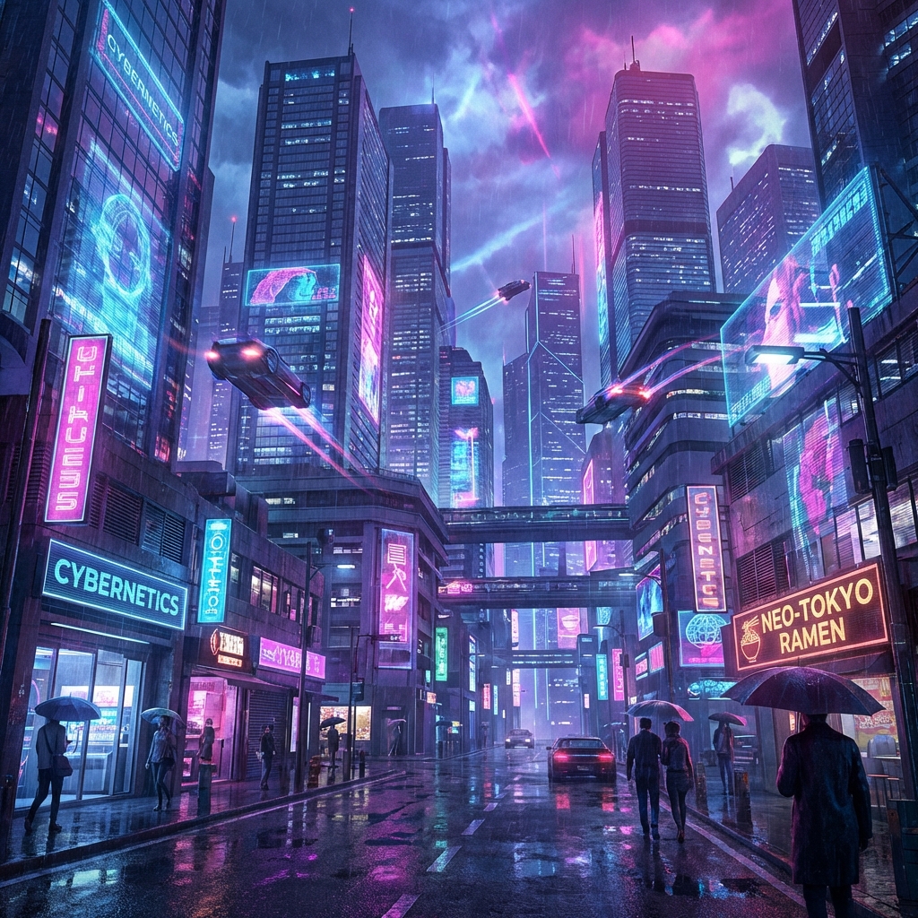 AI-generated futuristic cityscape
